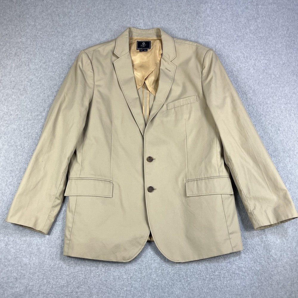 J.Crew Blazer Jacket Mens 46R Beige Cotton Linen Sports Coat Business 0522